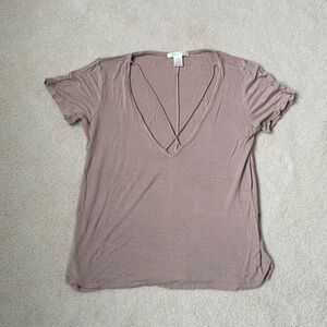 Bozzolo Dusty Pink V-Neck Short Sleeve Top - Size S